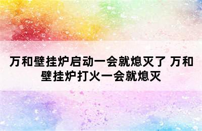 万和壁挂炉启动一会就熄灭了 万和壁挂炉打火一会就熄灭